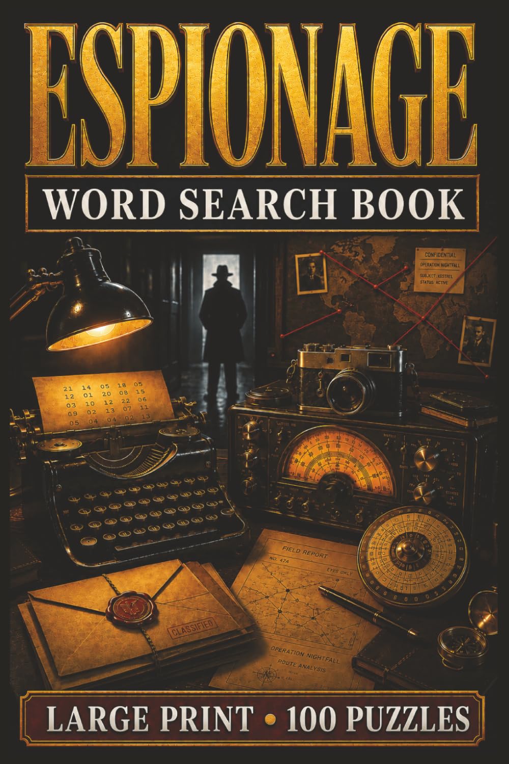 Espionage Word Search Book: Large Print Book With 100 Puzzles On Secret Agents, Spy Gadgets, Codebreaking, Cold War Espionage, And Covert Operations