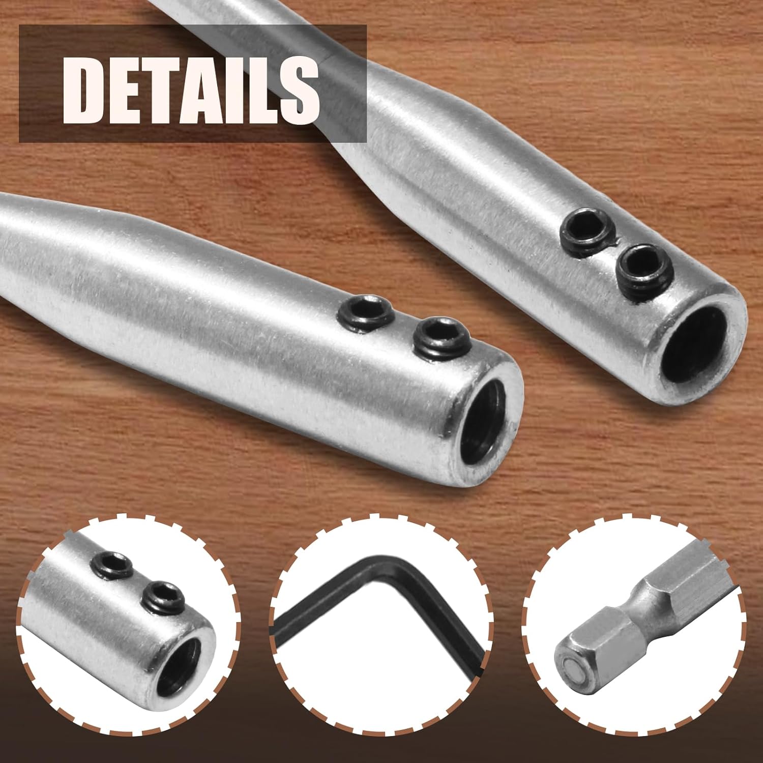8 Packs High Carbon Steel Drill Bit Sets, Drill Extension Bits Holder Wood Spade Bit Wrench Key, 12 Inch Drill Bits Extender for Wood Turners Construction Accessories