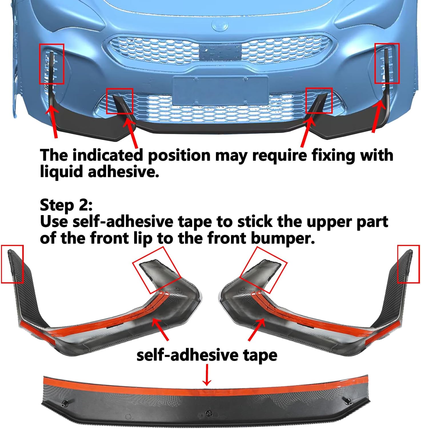 Front Bumper Lip for Kia Stinger 2018-2023 Add-On Front Spoiler Splitter Diffuser ABS Plastic (Glossy Black)