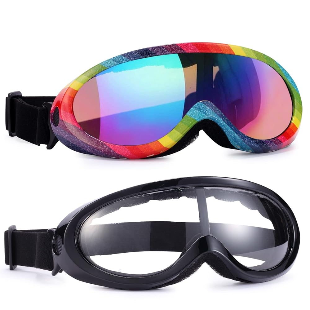 Rngeo Ski Goggles, Pack of 2, Snowboard Goggles for Kids, Boys & Girls, Youth, Men