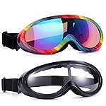 Rngeo Ski Goggles, Pack of 2, Snowboard Goggles for Kids, Boys & Girls, Youth, Men