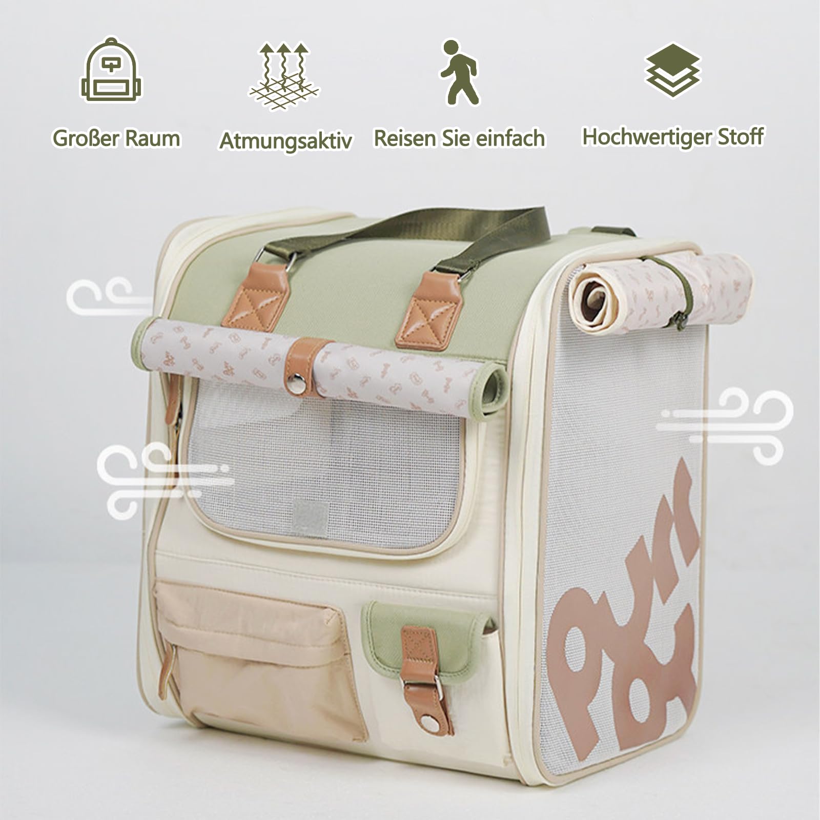 Galatée Hunde-Rucksack, Reisetasche Für Haustiere Mit Belüftungsöffnungen Aus Netzgewebe, Leichter, Belüfteter Haustier-Rucksack, Katzen-Rucksack Für Reisen, Wandern Und Camping(Orange)