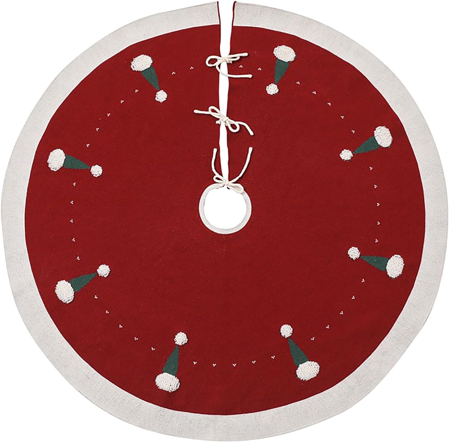 Christmas Tree Skirt, 48 Inches Tree Mat, Red Xmas Tree Skirt for Christmas Home Holiday Party Decorations Wine Red