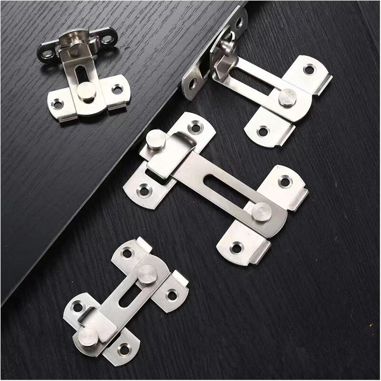 SBTRKT Door Lock 90 Degree Barn Bolt Cast Stainless Steel Hook Latch Window Cabinet Locks with Screws Right Angle Sliding Gate Lock (Color : 90, Size : 1 Set)