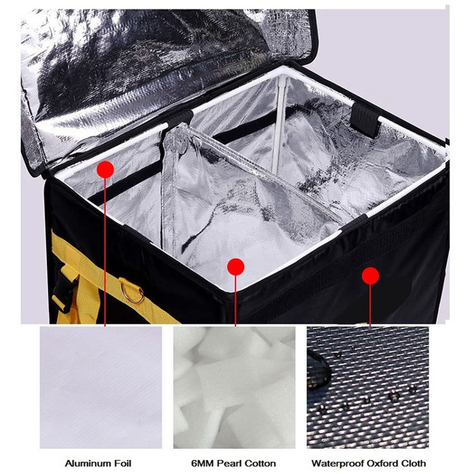 Caja de Mochila Grande para Llevar de 43L Incubadora de Entrega de Comida Rápida Aislada Bolsa Térmica Impermeable con Portavasos Correa para el Hombro