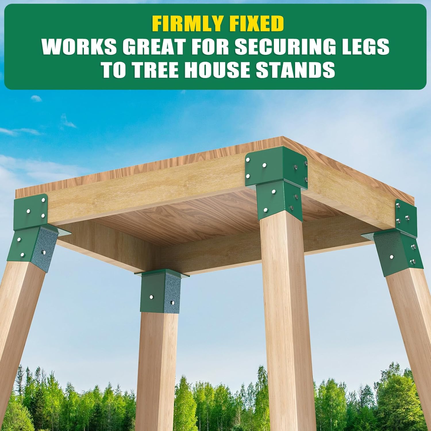 Dolibest Ultimate Deer Stand Bracket Bundle: 8-Pack Heavy Duty 4x4 Brackets Set - Includes 4 Anti-Sway & 4 Triangular Support Brackets for Maximum Platform Stability, Hunting Blinds, Tree Stands, and