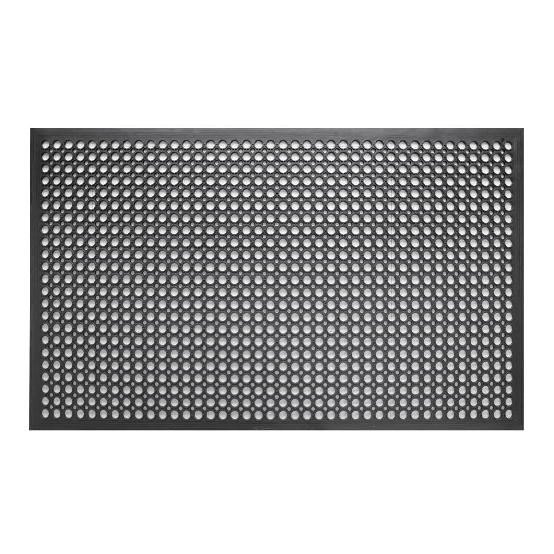 Jantex Tapis Anti-Fatigue en Caoutchouc, Noir, Résistant aux Glissades et Graisses, Trous de Drainage Ergonomiques, Lavable, Dimensions: 1500 x 900mm / 59 x 35 pouces | DP206