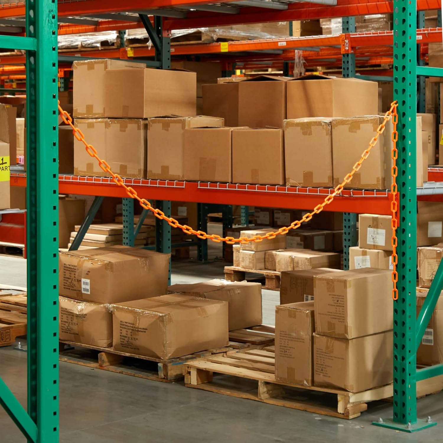 100 Foot Orange Plastic Safety Chain Barrier for Crowd Control, Queue Line, Concerts, Parking (2-Inch Links): Industrial & Scientific