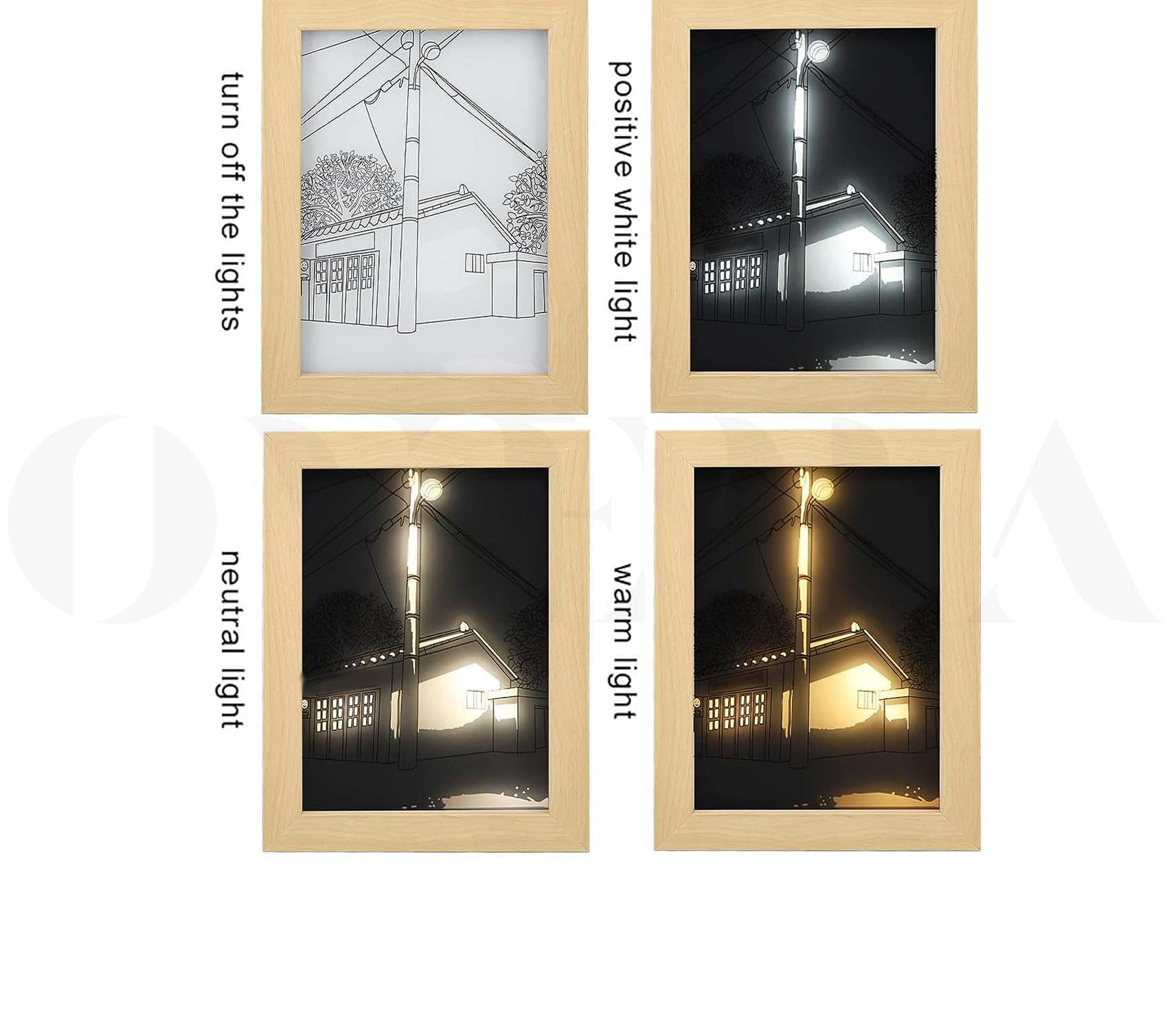 Overa Light Painting Decoration | 3 Colors LED Light Sunshine Shadow Picture Frames | USB Acrylic Paintings for Living Room Wall Art Decoration (Sunset and Street Lights, L) 4
