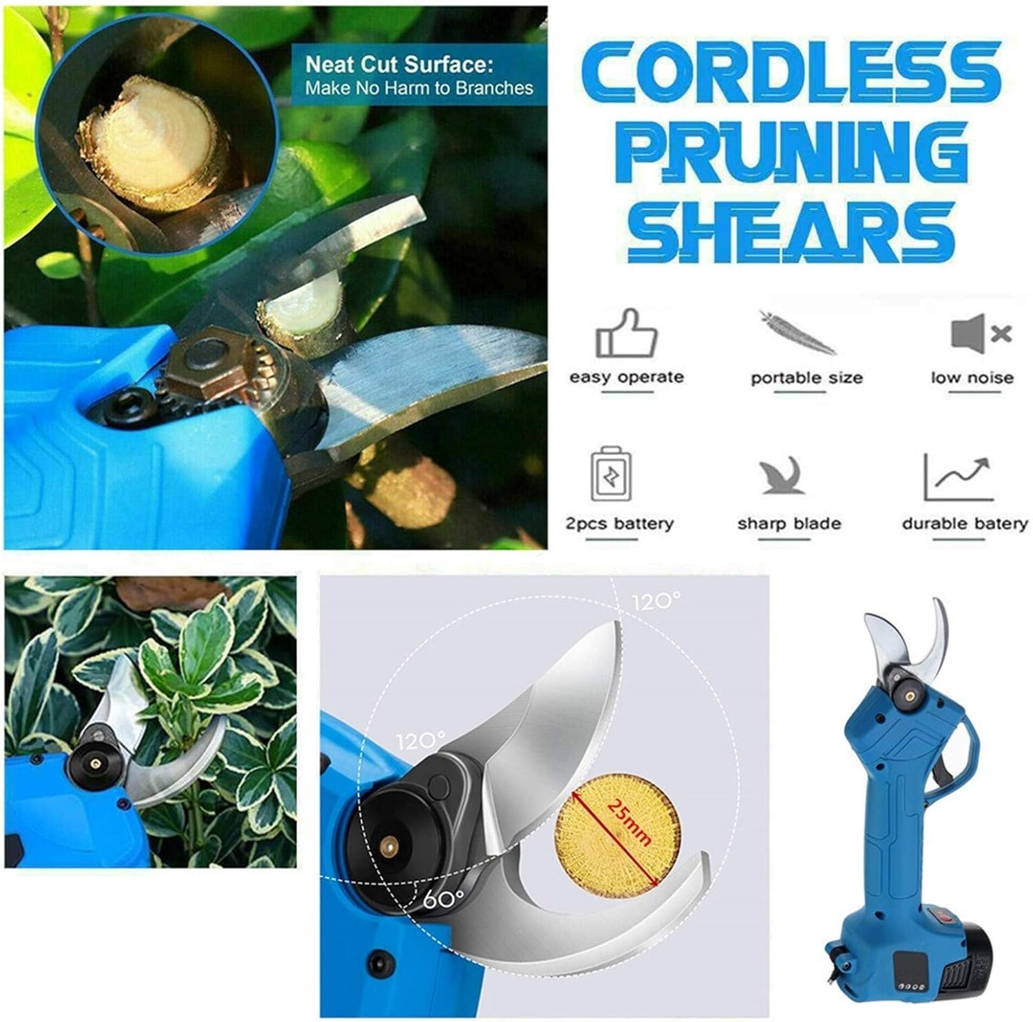 Professional Electric Pruning Shears Electric Pruning Scissors Pruning Shears 500W 16.8V Rechargeable Garden Pruner Secateur Branch Cutter Cutting Too
