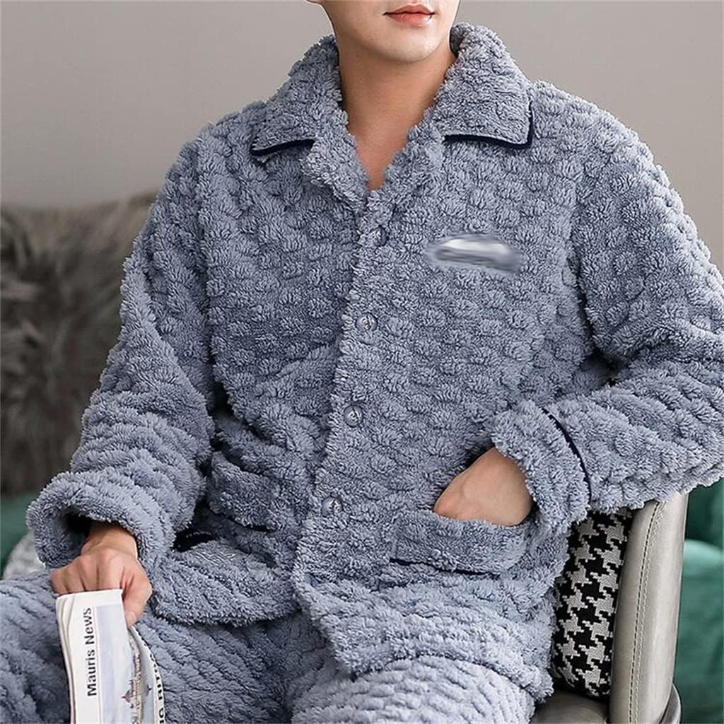 Cotton-padded Jacket Home Clothing Suit Thick Coral Velvet Pajamas Men's Autumn And Winter