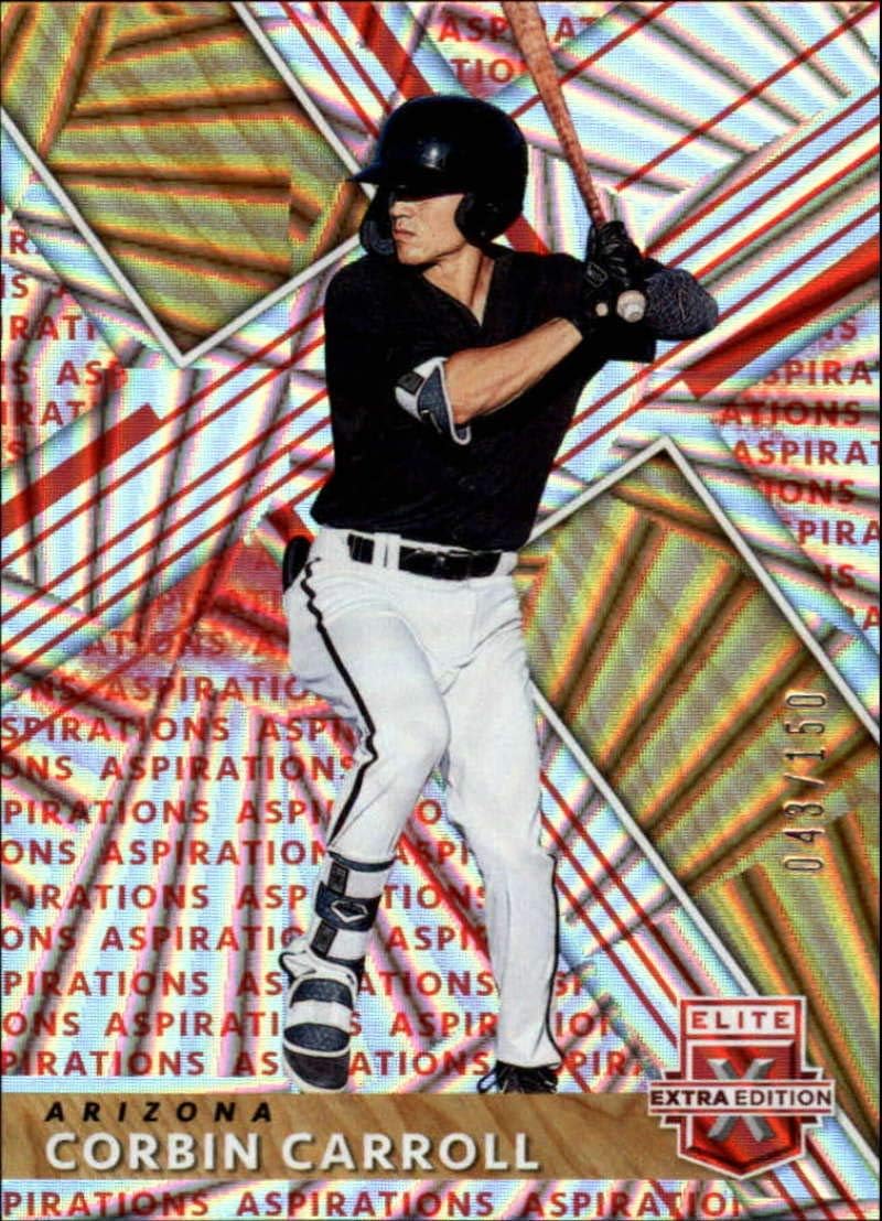 2019 Elite Extra Edition (EEE) Aspirations Red Baseball #16 Corbin Carroll SER150 Arizona Diamondbacks Official Panini Collegiate Trading Card