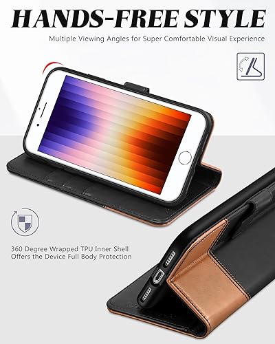 Miniatura 4 de TUCCH Funda tipo cartera para iPhone SE 2020SE 2022iPhone 87, tarjetero con función atril de piel sintética, funda magnética con tapa abatible de