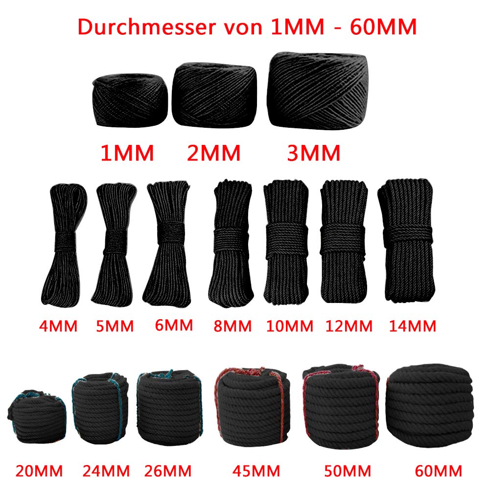 6mm Sisal Seil zum Reparatur und Ersatz von Katze Kratzen Säule, Kratzbaum, Katze Kratzen Pad/Matte/Kicker Spielzeug, Rohr/Treppe/Reifen Verpackung, Zuhause Dekoration, 6mm*20m, Schwarz