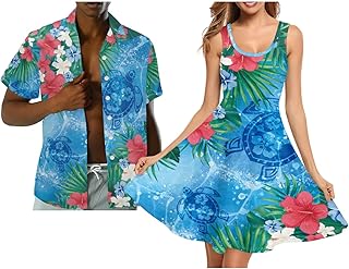 Hawaii Matching Couple Outfits Husband and Wife Clothing Fashionable Mens Casual Shirts Hawaii Dress with Soft Fabric - Buy now