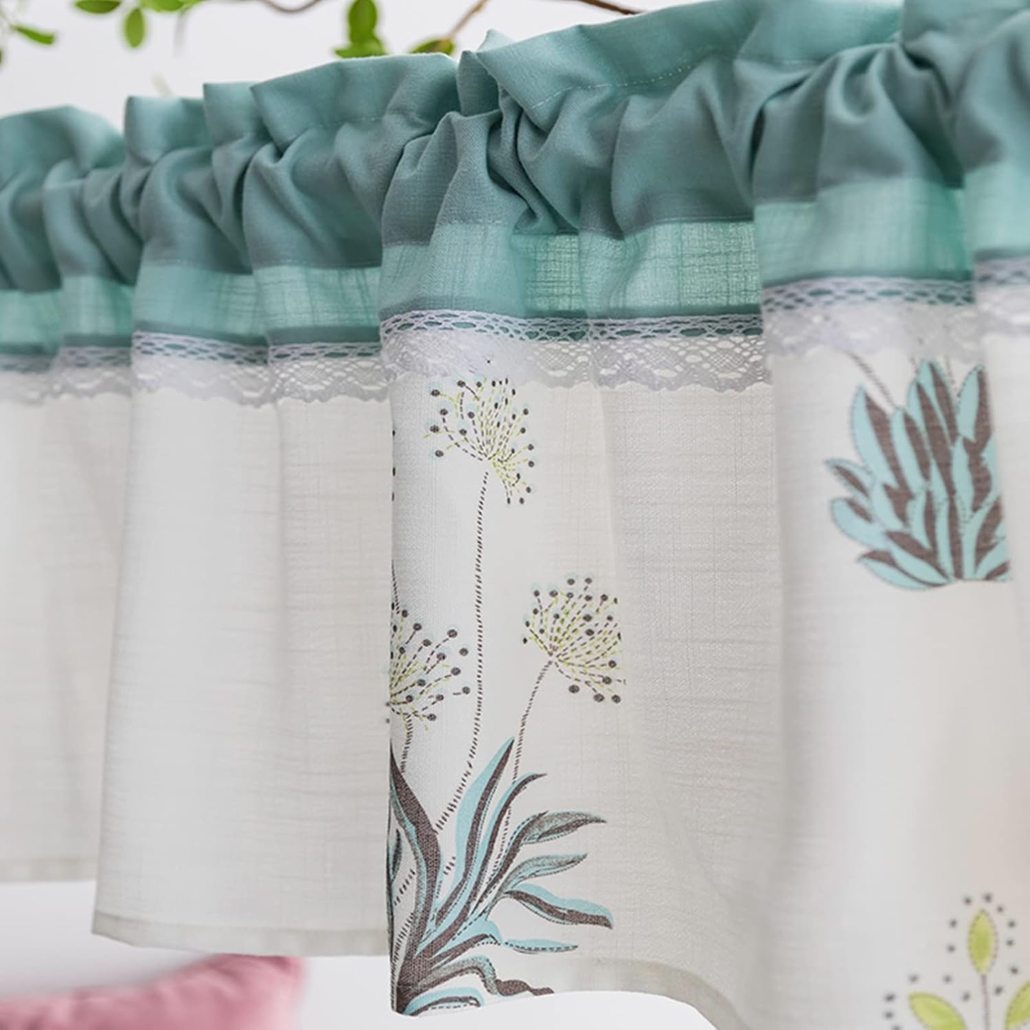 Short Cotton linen Kitchen Curtain Valance, Country style print half Tier Curtains, Small Window Decor Blackout Curtains Panel for Cafe, Bistro, Bedroom, Bathroom, Rod Pocket ( Size : W200xH40cm/78.7x