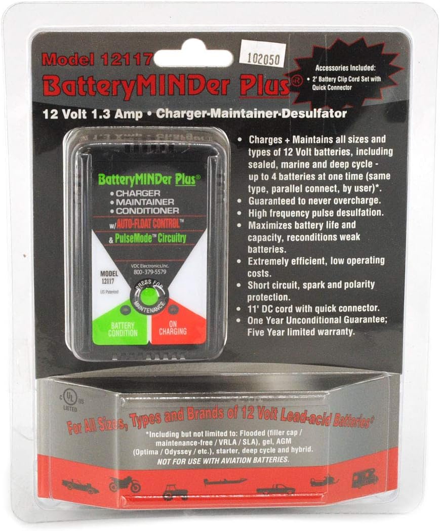 Model 12117: 12 Volt 1.33 Amp (12V 1.33A) Charger/Maintainer/Desulfator