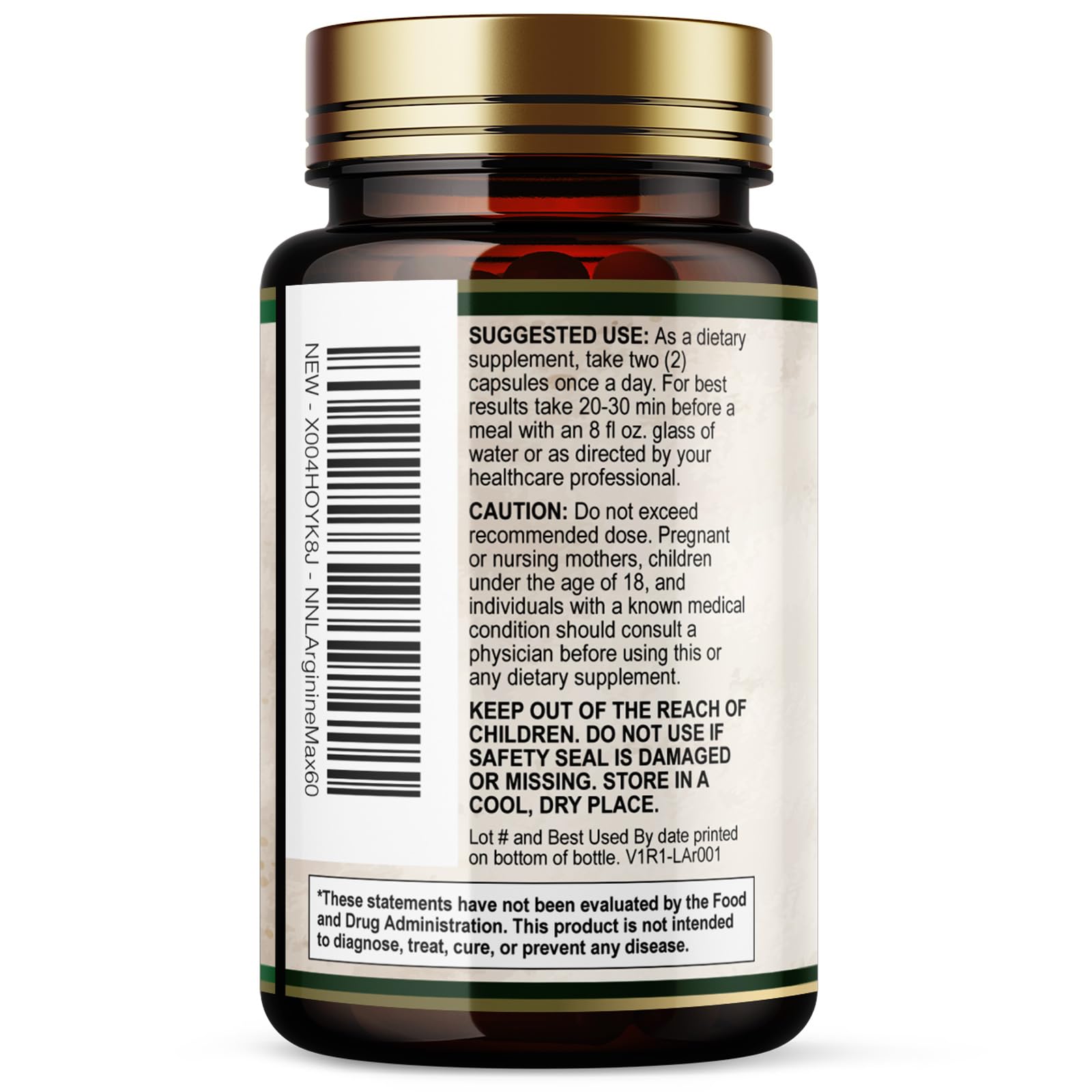 L-Arginine Extra Strength Supplement with L-Citrulline - Muscle Supporting Natural Nitric Oxide Precursor Booster - Heart Health Support - Amino Acid Energy Blend for Men, USA Bottled - 60 Capsules — Amazon image 8