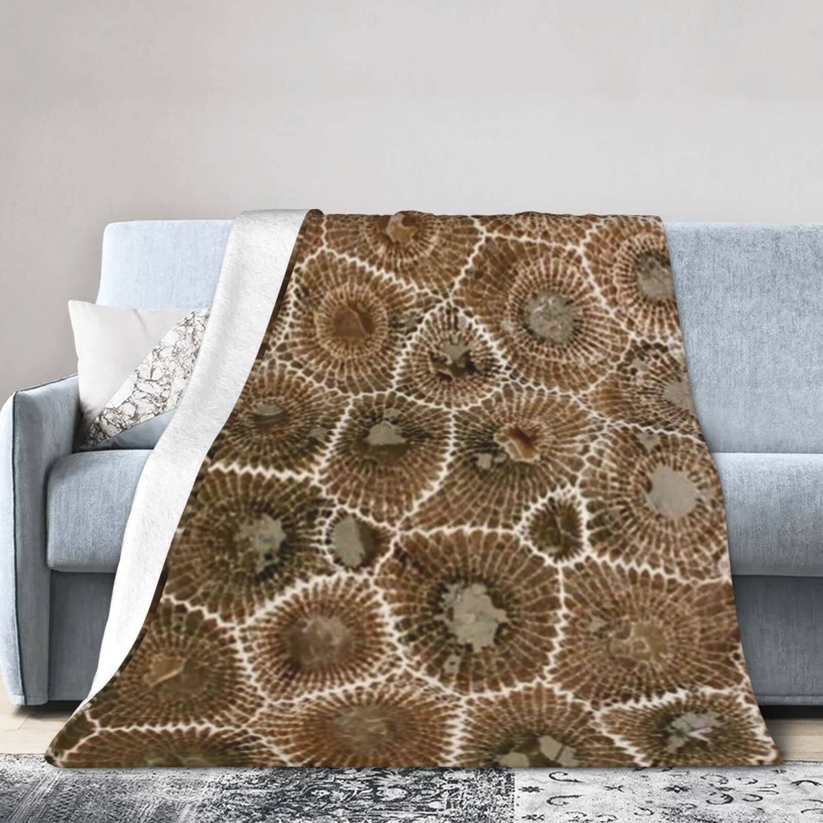 Couverture polaire Petoskey Stone en microfibre chaude et légère pour lit et canapé
