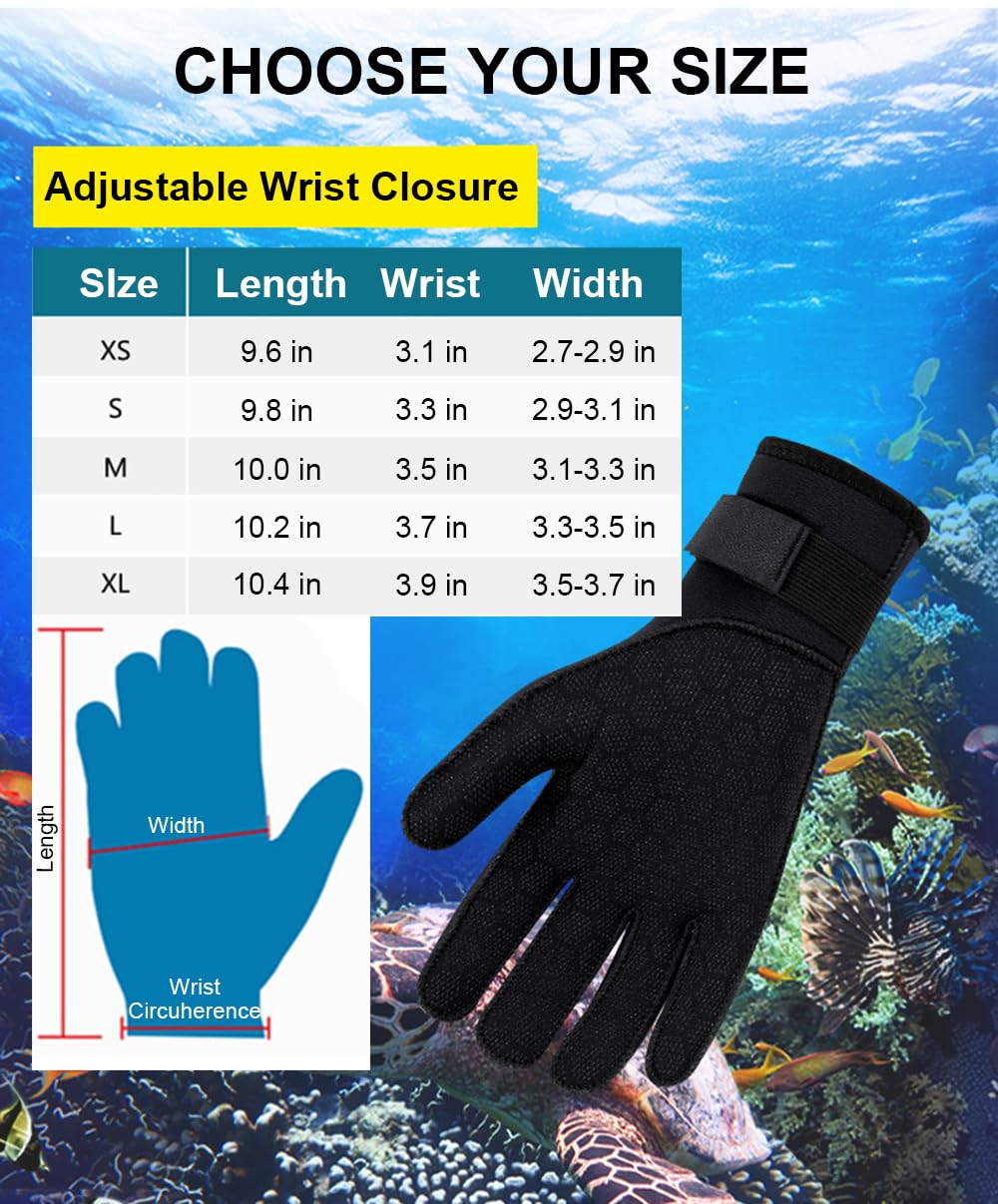 Guantes de neopreno de 3 mm, guantes de buceo, guantes de neopreno, guantes de pesca, guantes de surf con correa de muñeca ajustable, guantes a prueba de agua, guantes de piscina, guantes de natación,