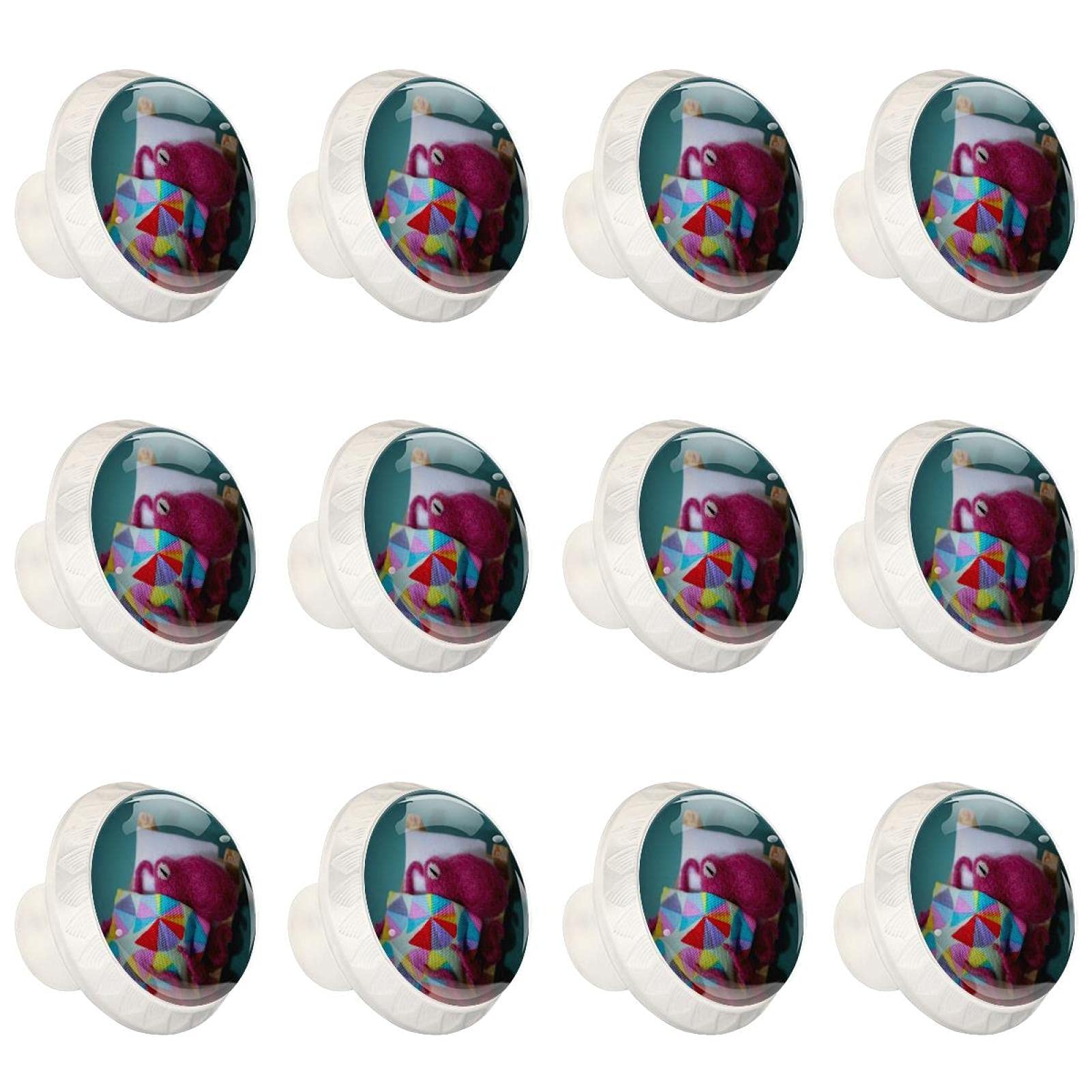 Boutons d'armoires de cuisine ronds motif animal mignon poignée pour tiroir de commode x12