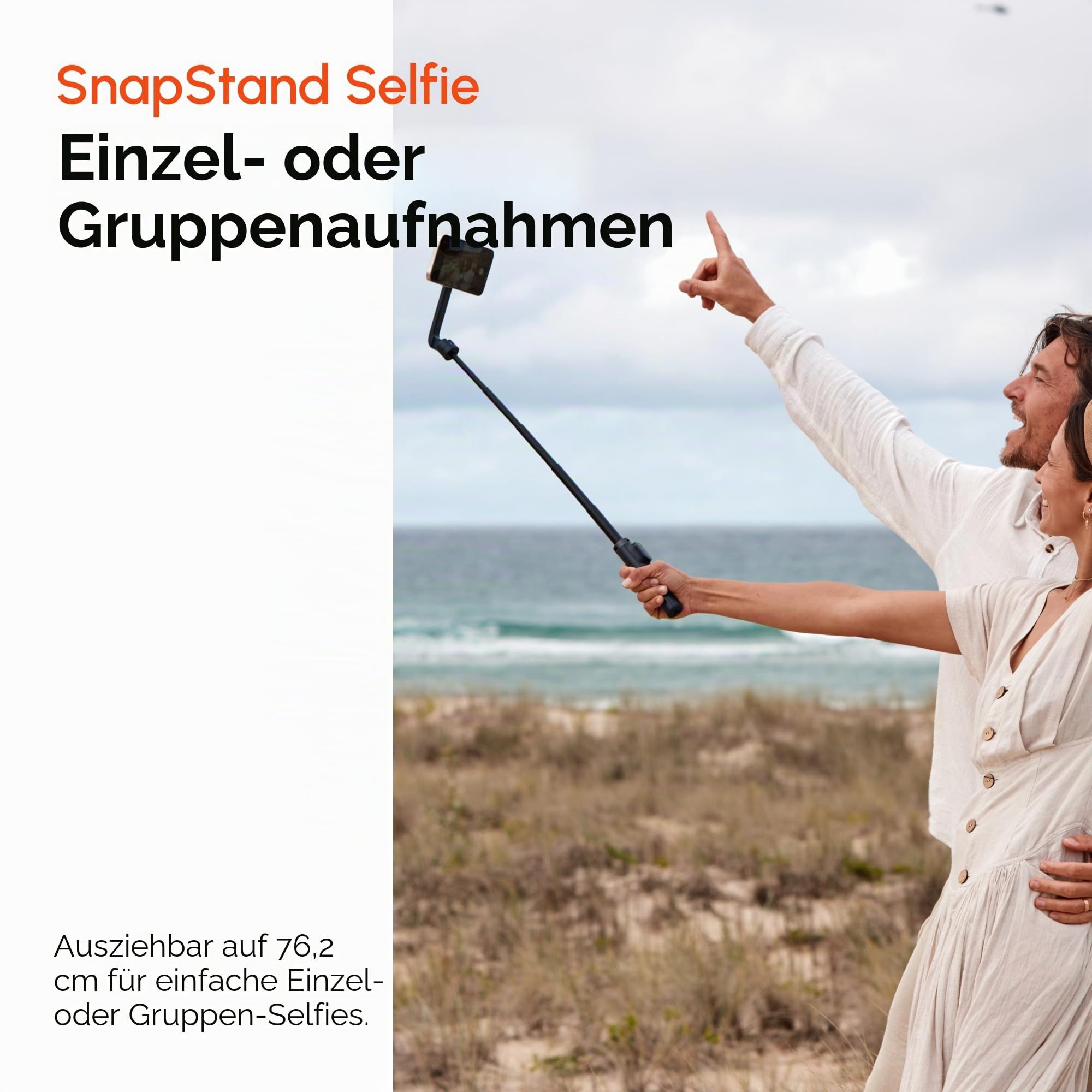 ShiftCam SnapStand Selfie - Magnet Selfie Stick und Stativ - Kompaktes, klappbares und ausziehbares Stativ mit neigbarem Kopf und Bluetooth-Magnetfernbedienung (Stone, SnapStand Selife)