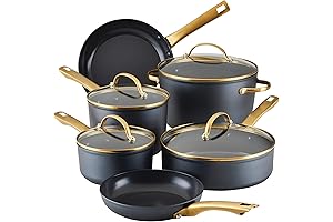Farberware Forged Induction Ceramic Nonstick 12-Piece Cookware Set - Black and Gold