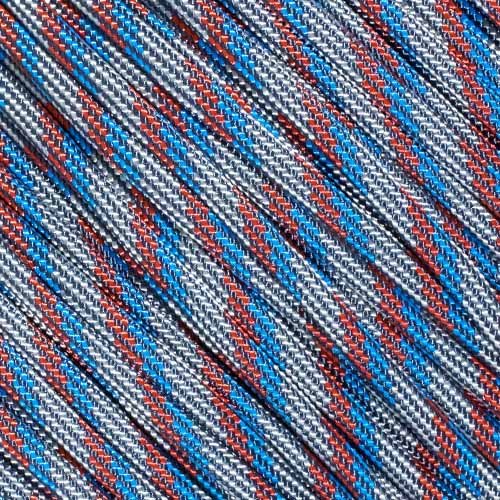 West Coast Paracord Multi Color Nylon Military Paracord 550 Type III 7 Strand Utility Cord Rope - 100 Foot Hanks (Captain America)