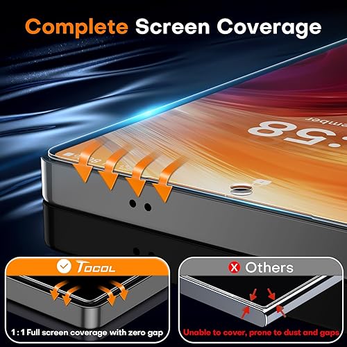 Vista 4 de TOCOL Protector de pantalla de privacidad para Samsung Galaxy S25 Ultra, dureza 9H, grado militar, inastillable, HD, vidrio templado, paquete de 2