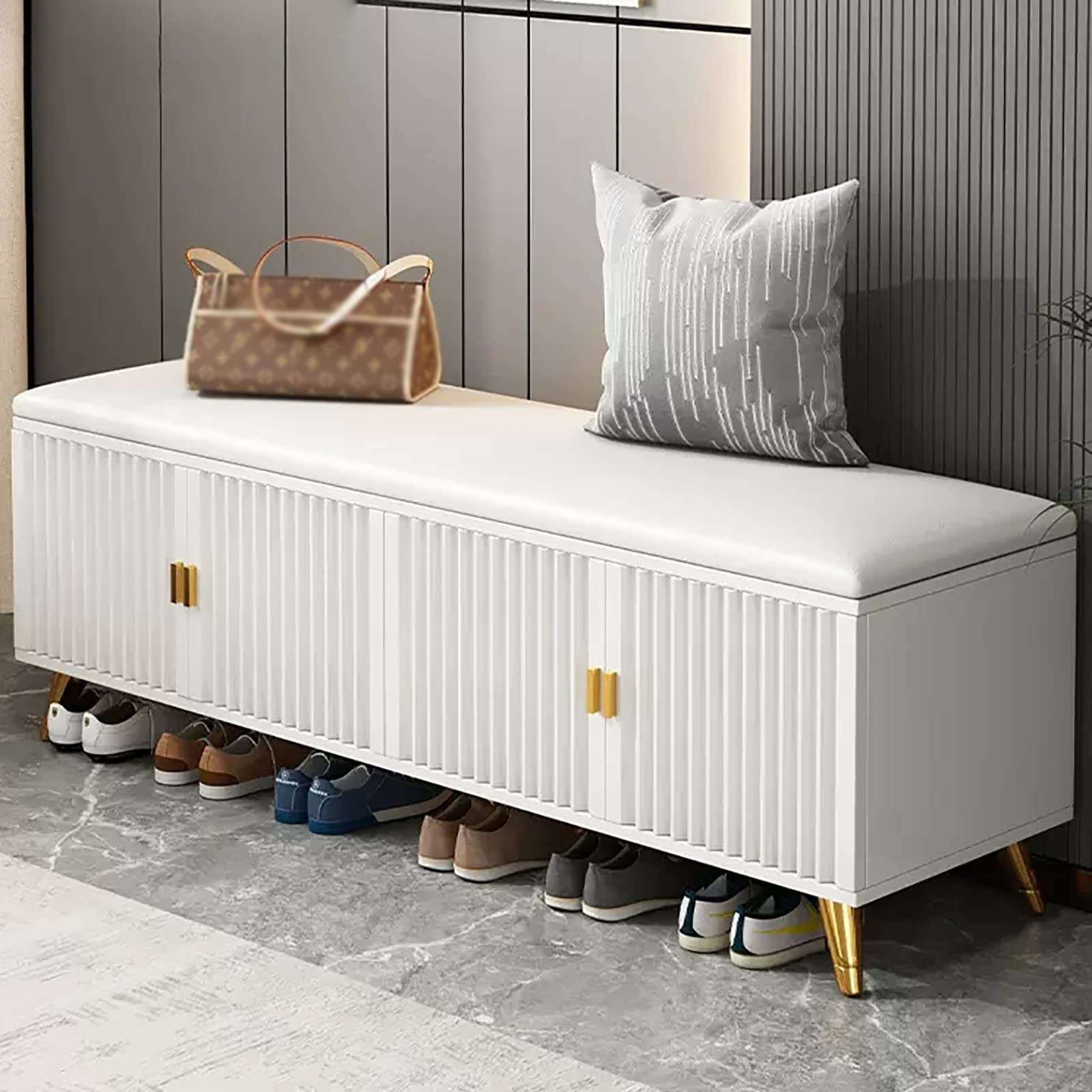 WJFTODAY Compact Shoe Rack for Entryway Stylish Shoe Storage Bench and Cabinet Space Saving Shoe Holder for Home Covered for Entryway Shoes