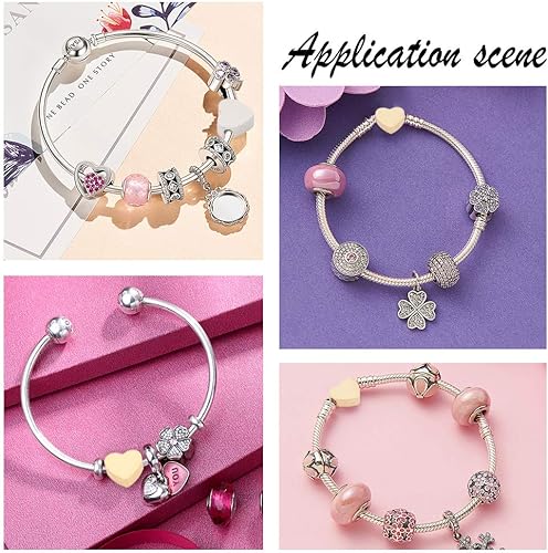 Miniatura 5 de UNICRAFTALE Color mixto, 12 cuentas europeas de 0.315 in, cuentas de acero inoxidable, cuentas espaciadoras de agujero de 0.079 in, cuentas sueltas