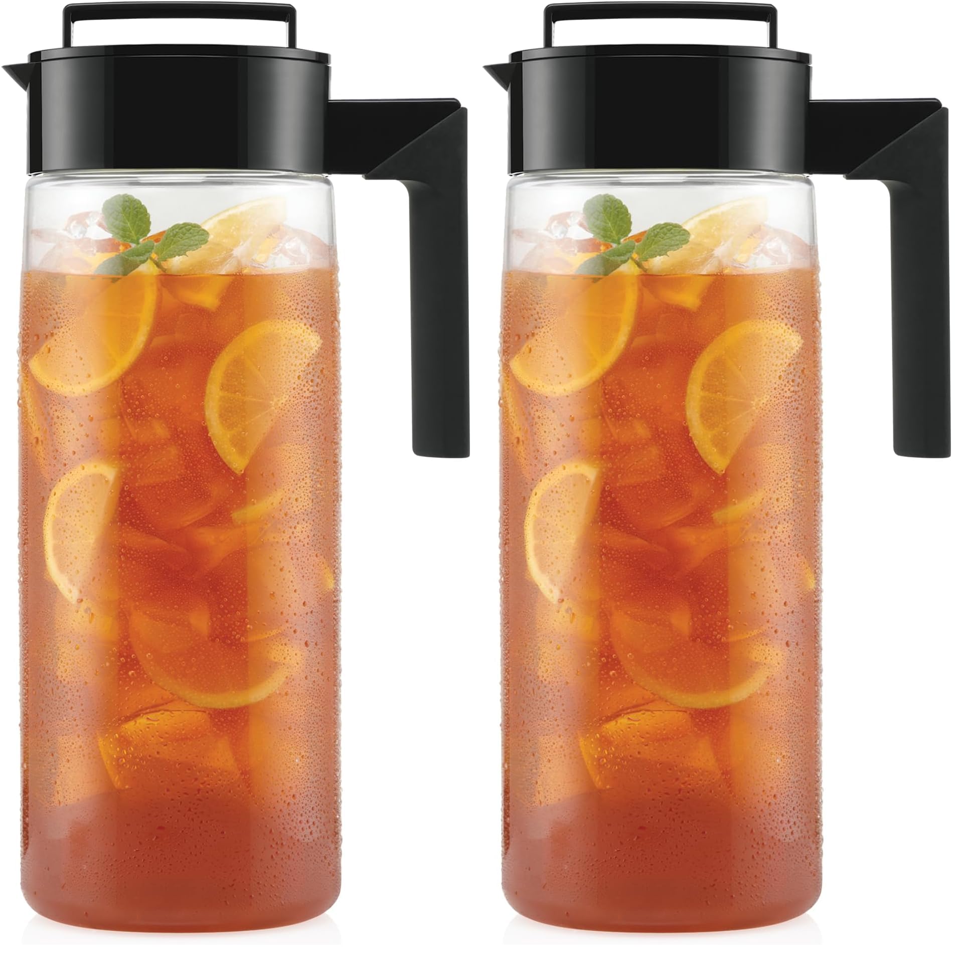 Takeya Patented and Airtight Pitcher Made in the USA, BPA Free, Black, 64 Ounces (Pack of 2)