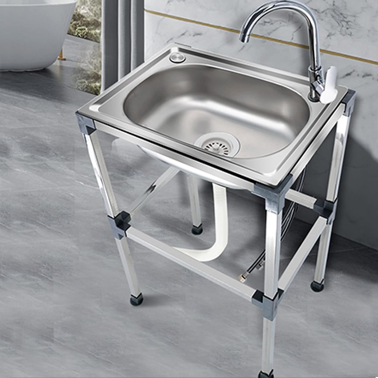 Gewerbliche Spüle 45x40x22cm Edelstahl - Freistehend Für Küche, Restaurant & Waschküche