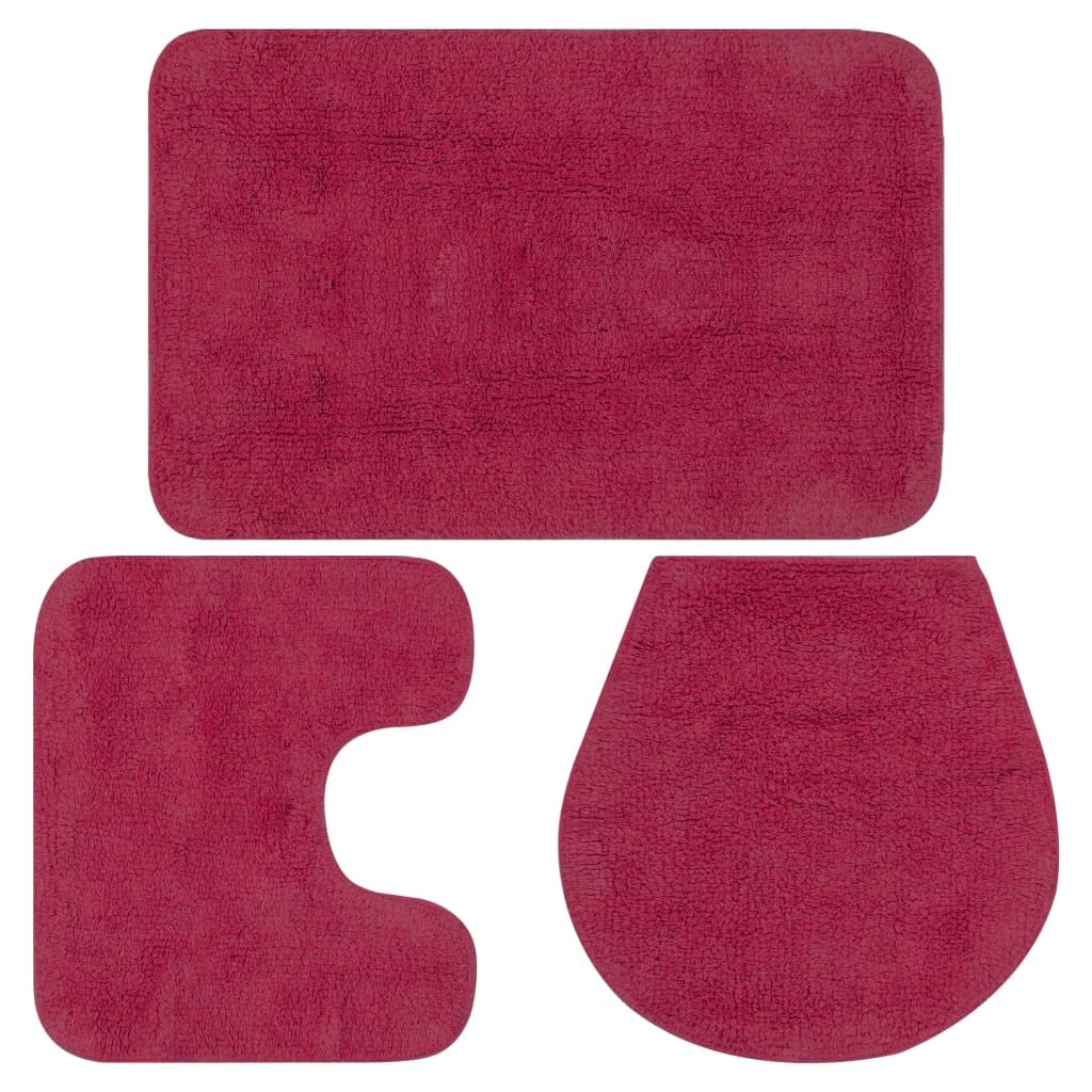 Furniture Select - Juego de alfombrillas de baño (3 piezas, tela fucsia)