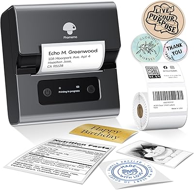 Phomemo M221 Label Maker, New Upgraded 3 Inch Bluetooth Thermal, Easier & More Stable, for Product, Address, Barcode, Small Business, Portable Label Maker DIY on PhonePC, Space Gray,100 Labels