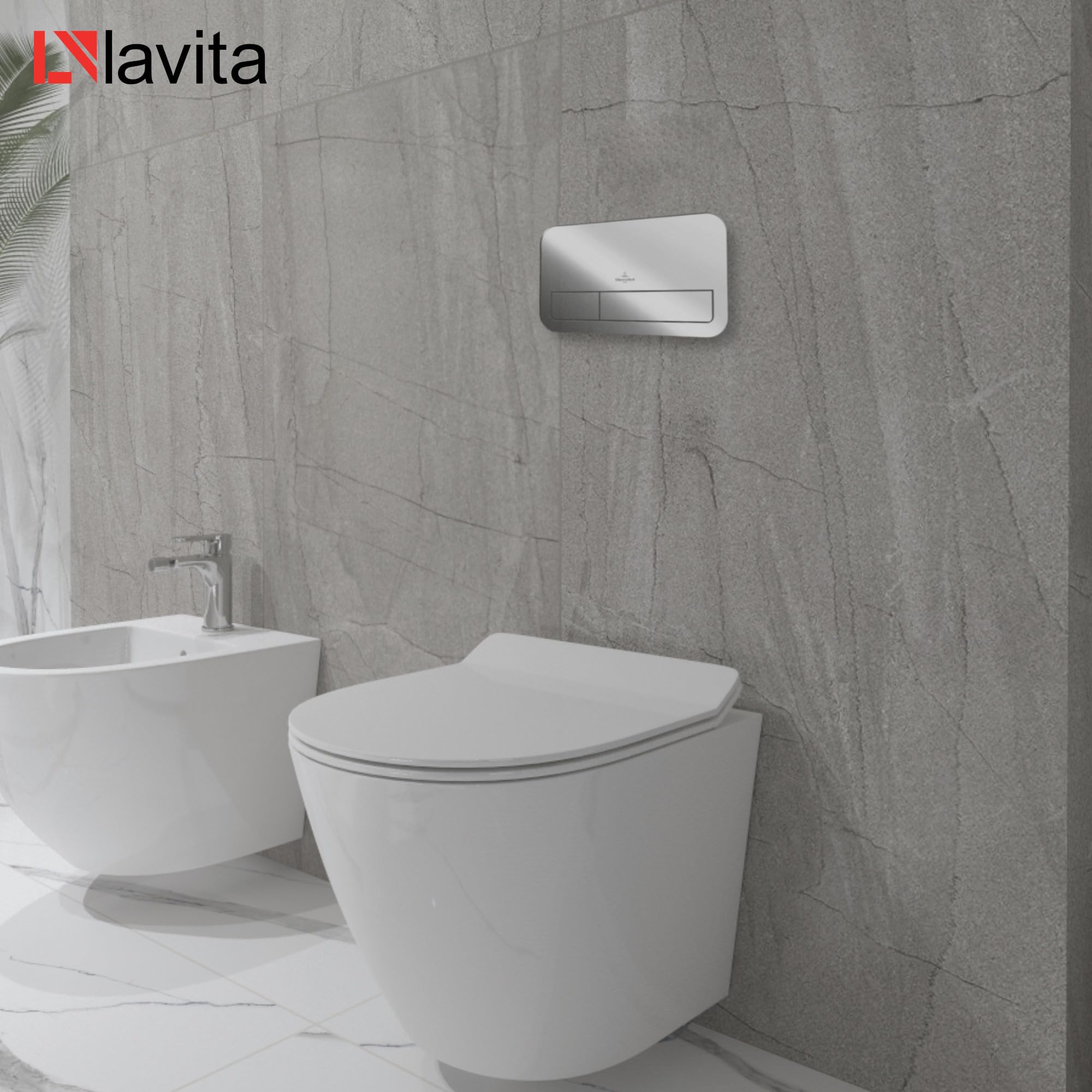ViConnect H112 - Inodoro empotrado con placa de control + pared colgante profundo Sogo Slim blanco sin bordes, juego completo, cisterna empotrada