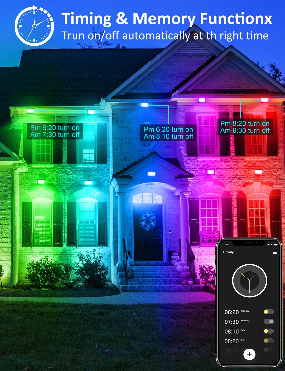 NATPOW LED RGB Strahler Outdoor, 30W Smart RGB Flutlichtstrahler mit Fernbedienung&Bluetooth App-Steuerung, 16 million Farben Dimmbar IP66 Wasserdicht LED Flutlicht für Außen Innen Garten(4 Stk)