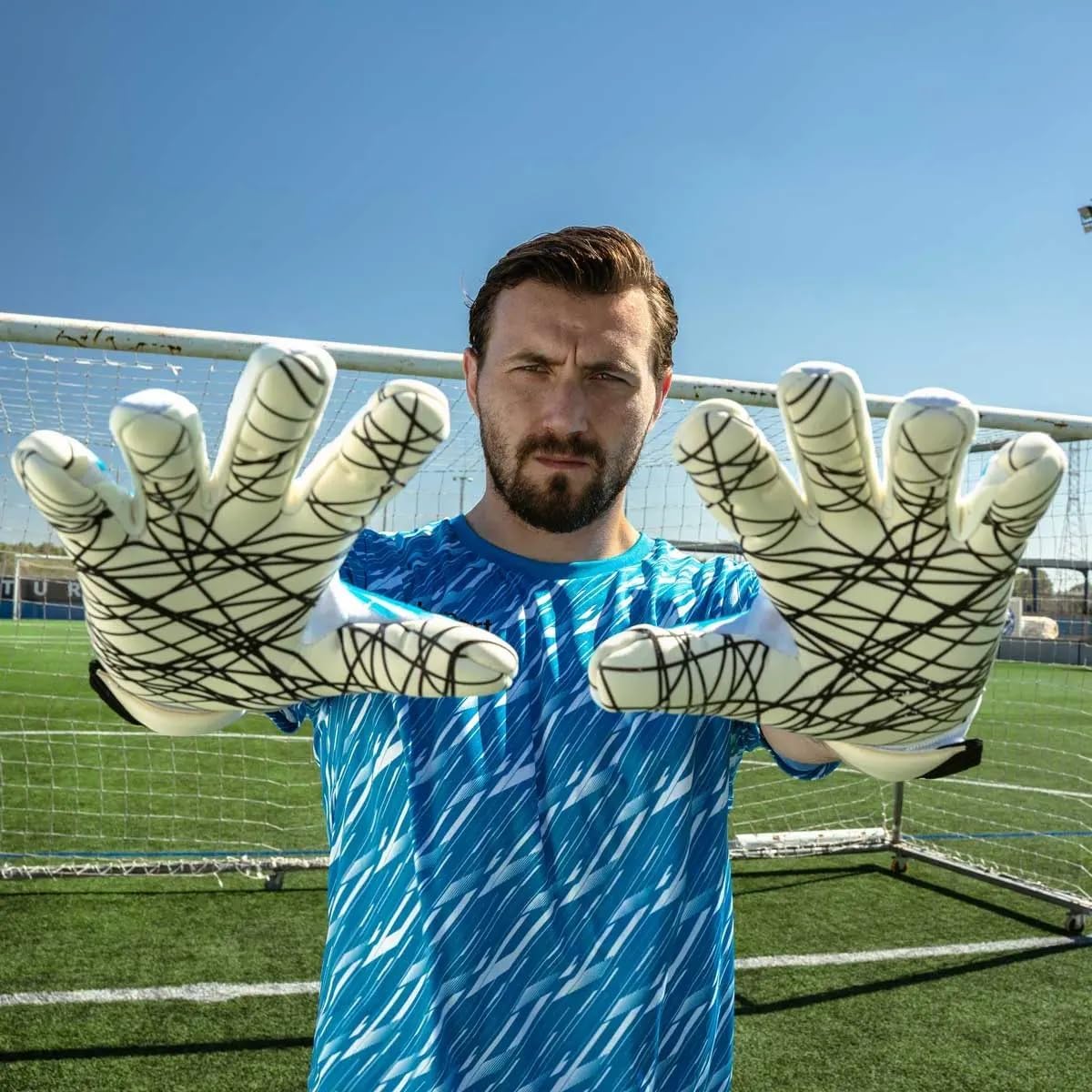 uhlsport | Cybertec Ultragrip HN 2025 | Goalkeeper Gloves | White/Cyber Blue/Black