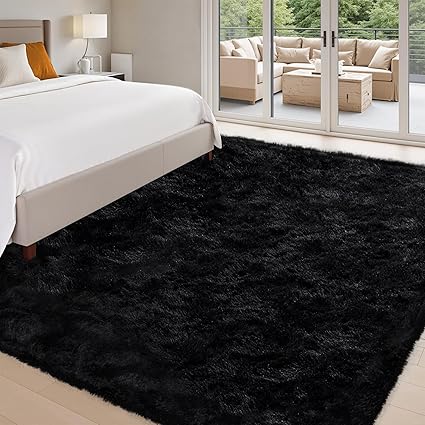Amazon.com: 6x9 Ft Black Rugs for Bedroom Living Room, Soft Modern ...