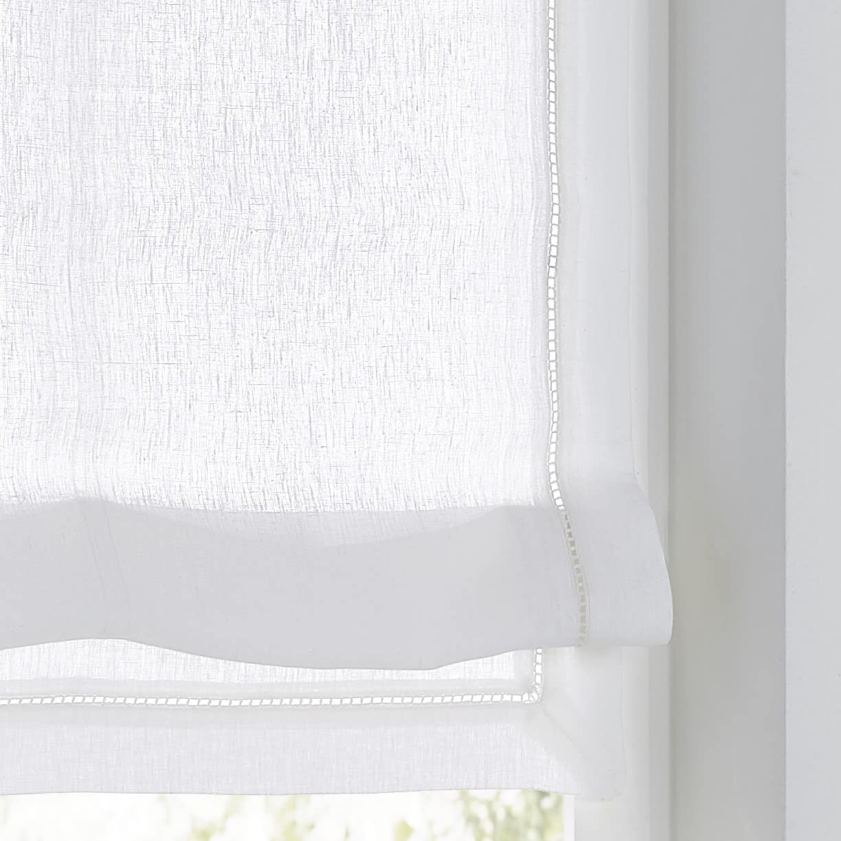 Hedda - Tenda a pacchetto in lino bianco orlo a giorno cavo, ricamato, dimensioni: larghezza 60 cm x altezza 140 cm