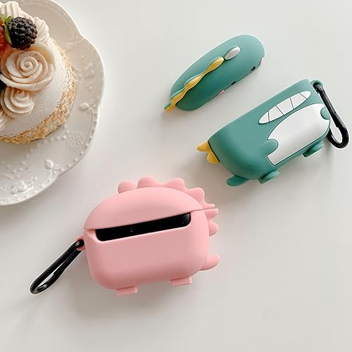 Miniatura 4 de Funda de dibujos animados 3D con llavero para mujeres, niñas, hombres y niños para Beats Studio Buds 2021, funda de dinosaurio verde, accesorios de
