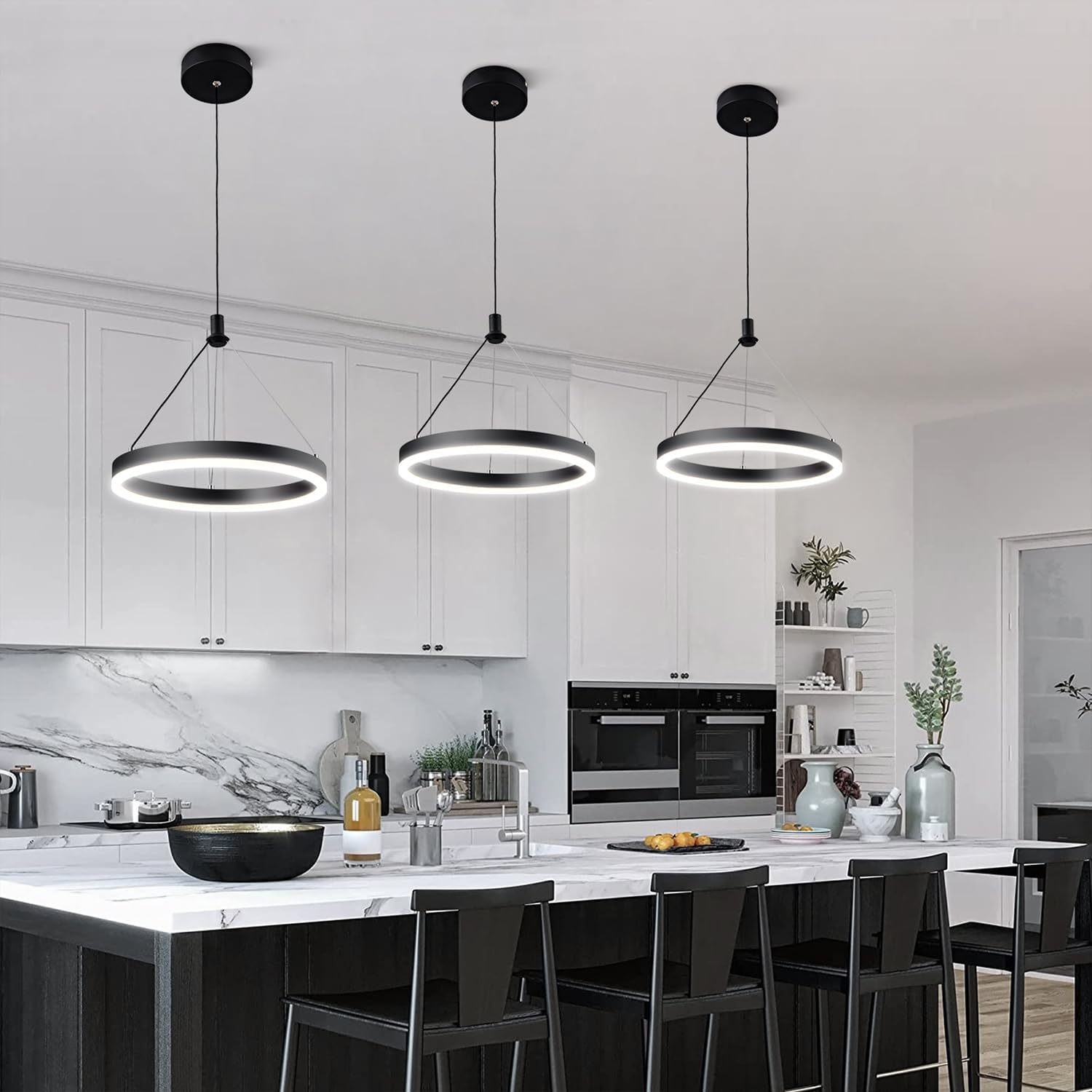 Viruhaka Modern LED Chandelier illuminating a dining room