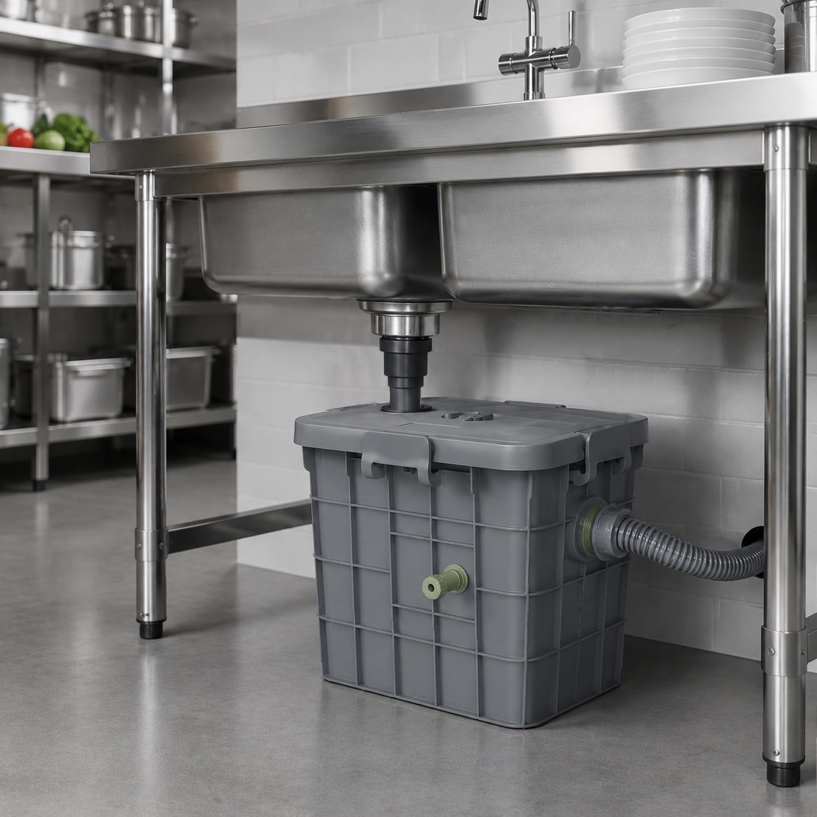 Komercyjny separator tłuszczu, 6 stopni filtrowania, separator oleju z polipropylenu | Komercyjny separator tłuszczu z wyjmowanymi przegrodami i uszczelnieniem do restauracji, gastronomii, kuchni komercyjnej