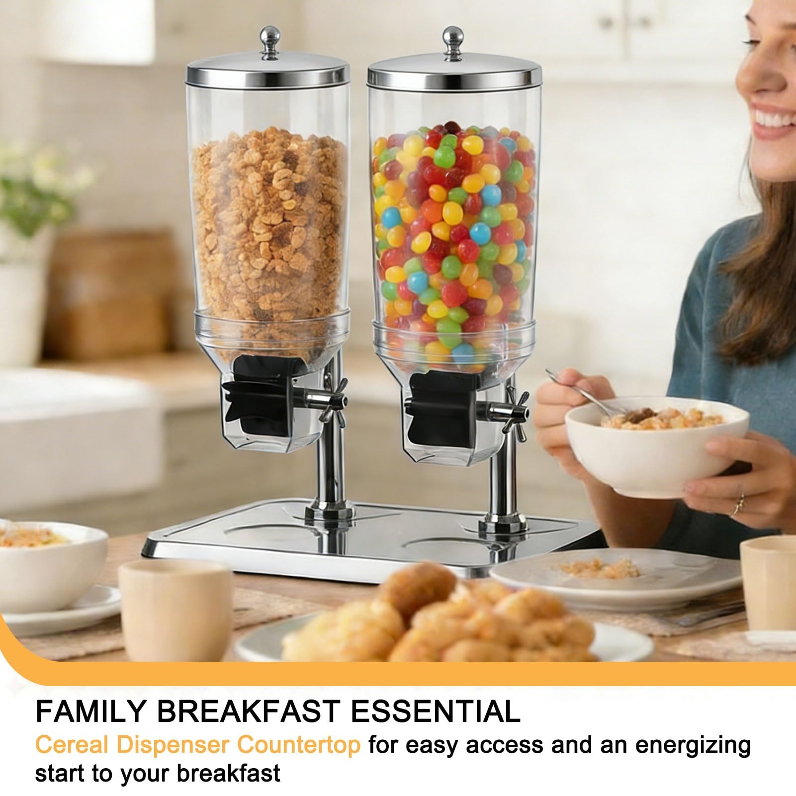 Theken-Müslispender, Gewerblicher Großbehälter Für Müsli, Trockenfutterspender Für Hotelfrühstück Für Müsli, Getreide, Kaffeebohnen, Süßwaren, Snacks(Single 8L)