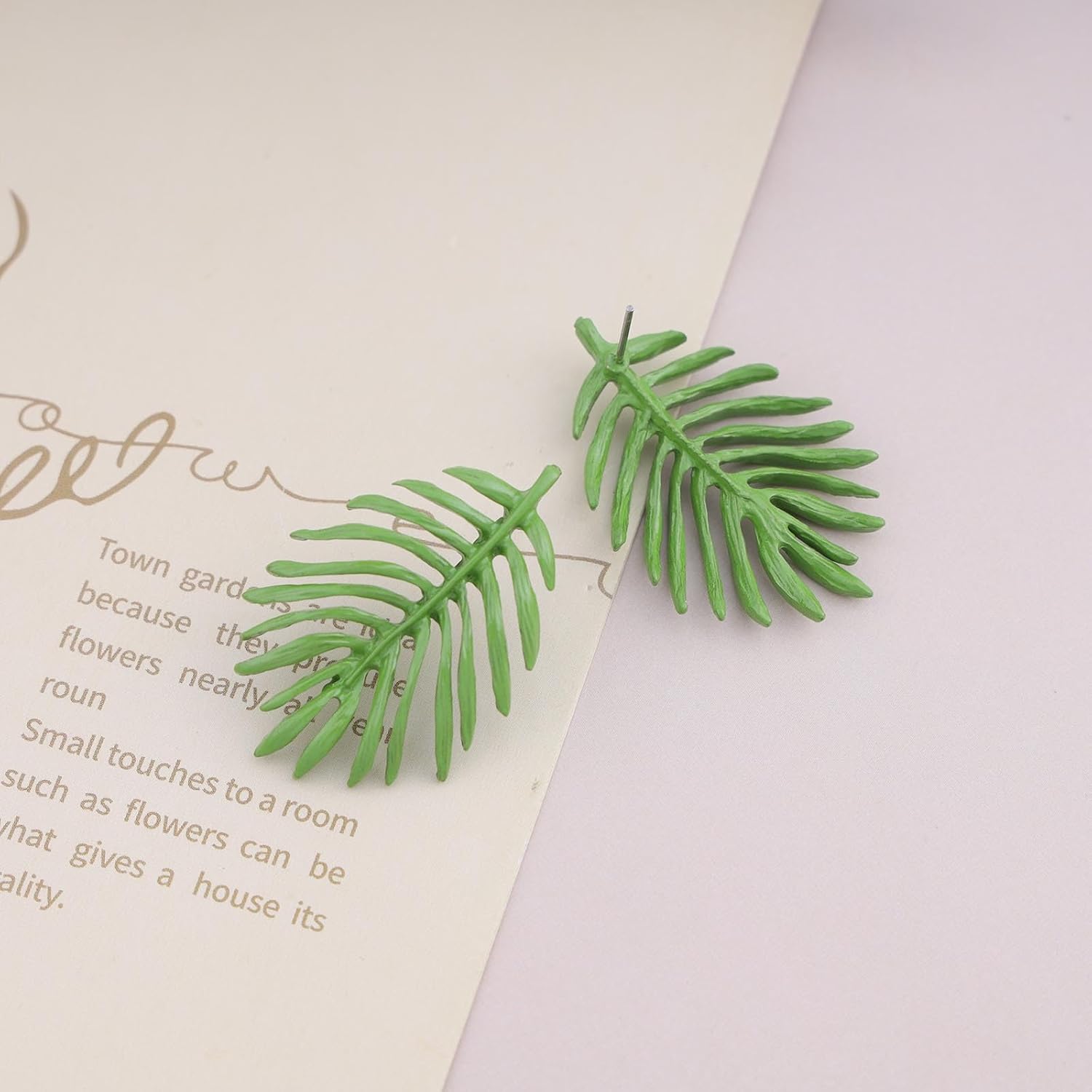 Boho Palm Leaf Earrings Green Leaf Stud Earrings Enamel Monstera Leaves Earrings Metal Leaf Dangle Earrings Jewelry for Women - Image 3