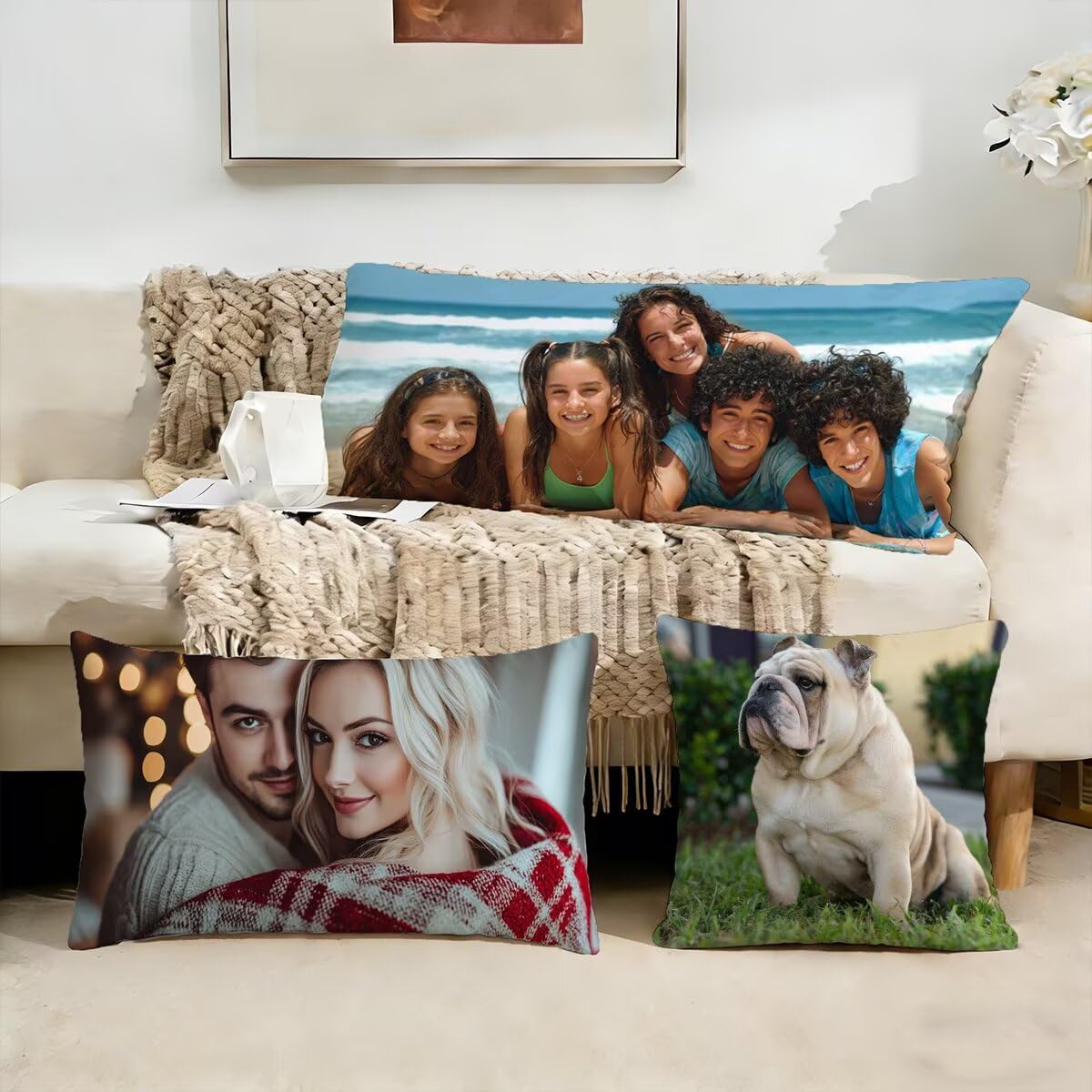 Coussin Personnalisé Photo 60x180,Oreiller Personnalisé,Double Face avec Propre Photo et Texte | Coussin Canape Double Face (2 Photos),pour Enfants,Amis,Parents et Couples-Cadeau Personnalisé 0o-66