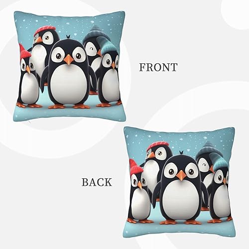Miniatura 3 de Decorative Throw Pillow Covers Rustic Farmhouse Cute Penguins Decor Throw Pillowcovers 22"x22" Soft Pillow Case Square Cushion Case for Sofa Decor