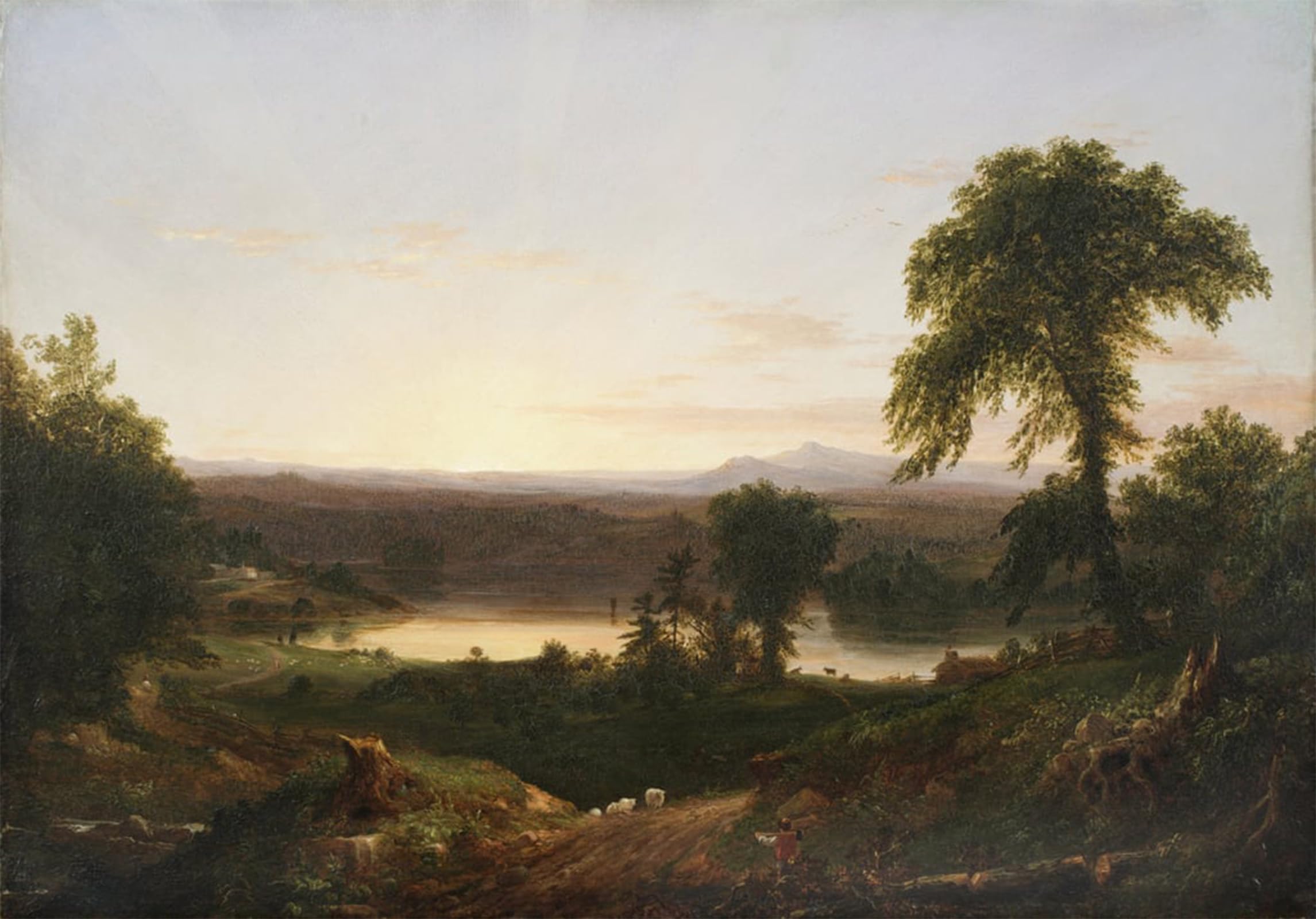 POSTERIIk Famous Animal Posters Vintage Picture Summer Twilight a Recollection of a Scene in New by Thomas Cole Modern Wall Decor for Home Decor 60x90cm