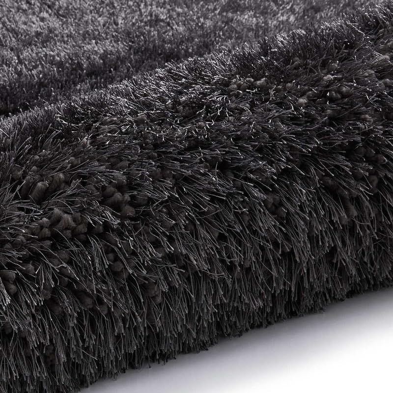 Image of Handmade Shaggy Carpet & Rugs Plain Plush Fur Rugs Bedroom Home Drawing Room Indoor 5x8 Feet Darkgrey