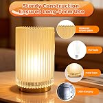 Lampe de table, lampe de lit sans fil avec l'ombre en verre E27 Ampoule, Lampe de chevet d'ambiance décorative pour salle de bain,Lumière d'atmosphère romantique rechargeable avec LED Ampoule (Matte Amber)